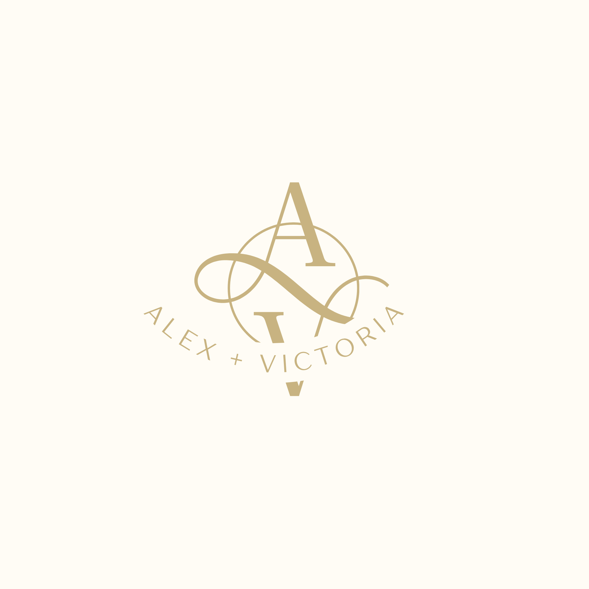 Gold and Beige Simple AV Initials Wedding Logo